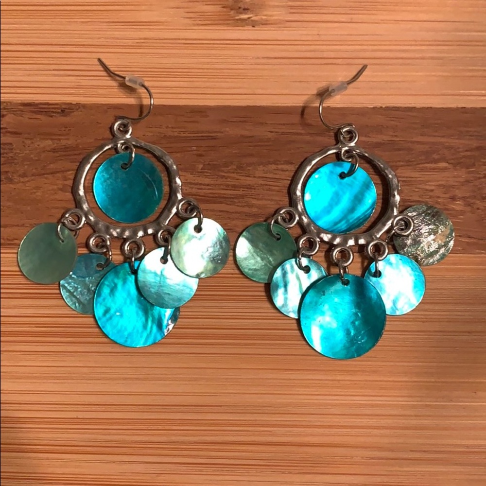 Turquoise Shell Earrings - Picture 2 of 2